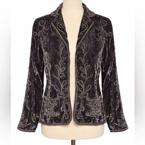 Purple crushed velvet embellished jacket- Laura Ashley Y2K SP